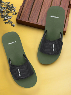 TREATTOES Men Mens Stylish Ortho Care Slipper Orthopedic Diabetic Comfort Soft Doctor Dr House Slides(Green, Black , 9)