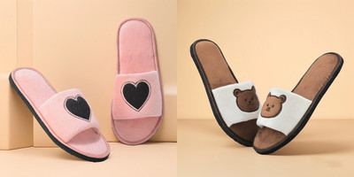 Y key Women Flip Flops(Brown, Pink , 8)