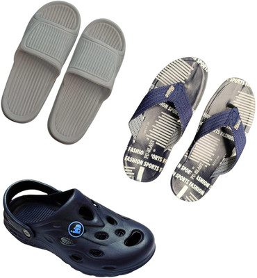 BLIBBERS Men Slippers(Grey, Blue, Blue , 6)