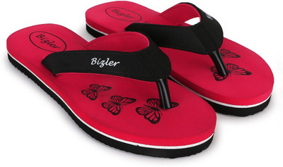 BIZLER Women Soft Ortho Slippers | Lightweight, Non-Slip & Stylish Daily Wear Flip Flops(Red , 5)