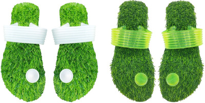 skyflip Men Slides(Green, White , 7)