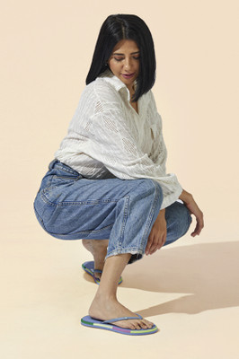 Neemans Women Flip Flops(Blue , 4)