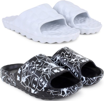 Pampy Angel Men Slides(White, Black , 10)