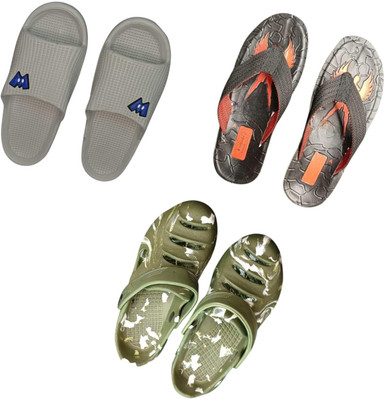 BLIBBERS Men Slippers(Grey, Black, Green , 6)