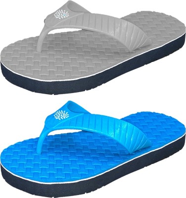 Dashny Men Comfortable Trending And Stylish Flipflop (Pack Of 2) Slippers(Blue, Grey , 9)