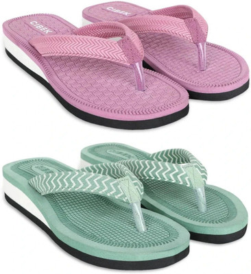 CIBEK Women Doctor step with cibek comfortable extra soft daily wear women slipper pack of 2 Flip Flops(Multicolor , 6)