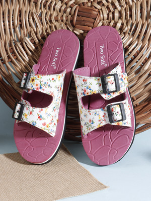 TWO SOFT Women Slippers(Pink , 6)
