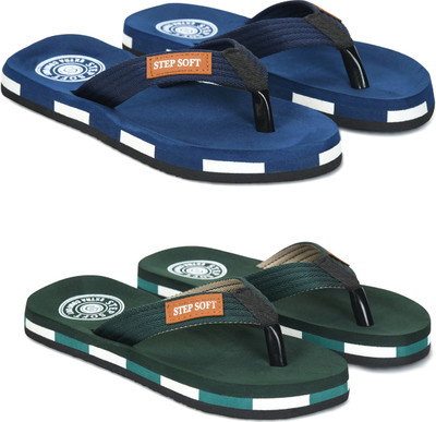 Stepsoft Men Slippers(Blue, Green , 8)