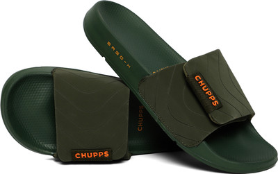 Chupps Men Flow Olive Men's Comfortable Slides & Flip Flop Slides(Olive , 7)