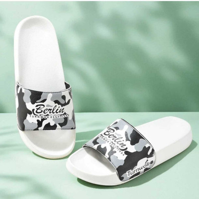TURNWOK Men Slides(White , 9)