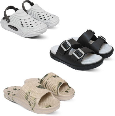 Acorn Men Slides(Grey, Beige , 10)