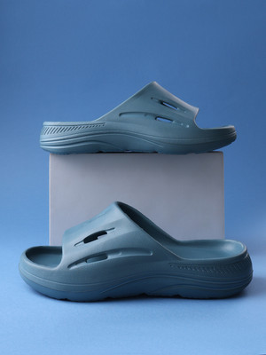 TOE CANDY Men Slides(Blue , 6)