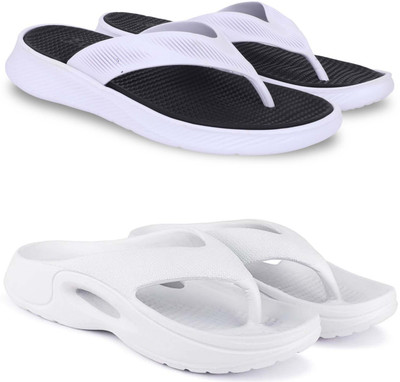 Kapani Fashion Men Slippers(Black, White , 9)
