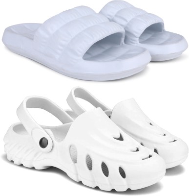 Kapani Fashion Men Slides(White, White , 9)