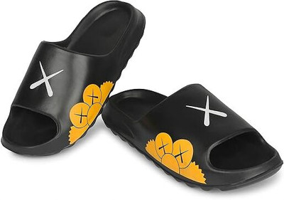 SUNINOW Men Slides(Black , 4)