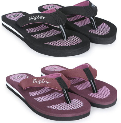 BIZLER Women Soft Ortho Slippers | Lightweight, Non-Slip & Stylish Daily Wear Flip Flops(Multicolor , 4)