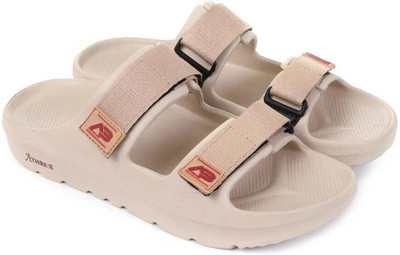 Athree Men Men Comfort with Adjustable Straps, Cushioned Sole Slipper, Durable & Strong Slides(Beige , 7)