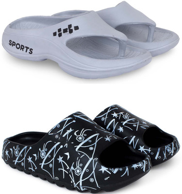 Pampy Angel Men Slippers(Grey, Black , 6)