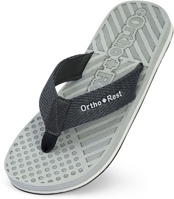 Ortho + Rest Men Soft Orthopedic Slipper for Men|Diabetic, Heel Pain Relief, Anti-Skid Daily Use Flip Flops(Grey , 7)