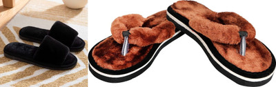 rexizone Women Flip Flops(Brown, Grey , 7)