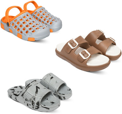 Acorn Men Slides(Orange, Tan, Grey , 7)