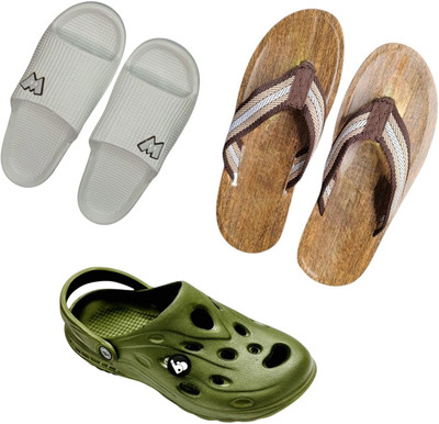 BLIBBERS Men Slippers(Grey, Brown, Green , 6)