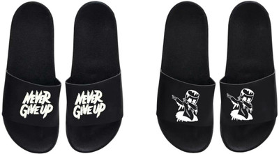 nvisan Men Slides(White, Black , 7)