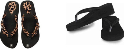 BOOMBEAUTY Women Flip Flops(Black , 7)