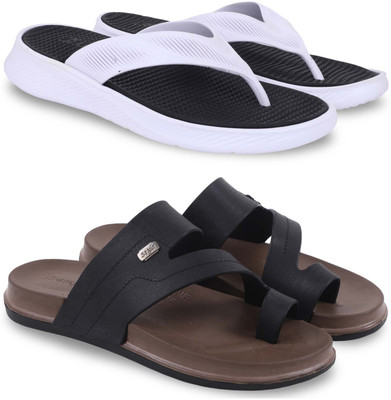 Pampy Angel Men Slippers(Black, Black, White , 9)