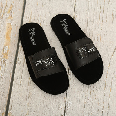 STYLE HEIGHT Men Slides(Black , 8)