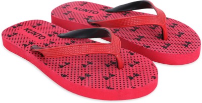 KUNTO Women Slippers(Red, Black , 5)