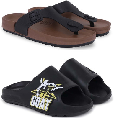 Pampy Angel Men Slippers(Brown, Black , 8)