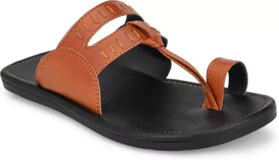 Lorence Fashion Hub Men Slippers(Tan , 8)
