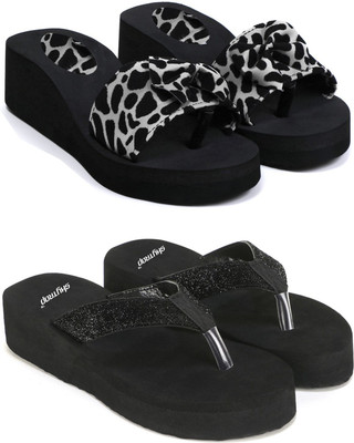 HOC Women Slippers(Black , 4)