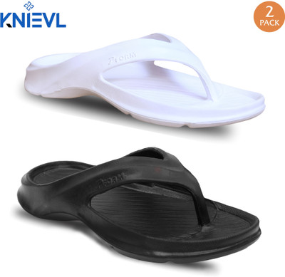 KNIEVL Men Slippers(White, Black , 8)