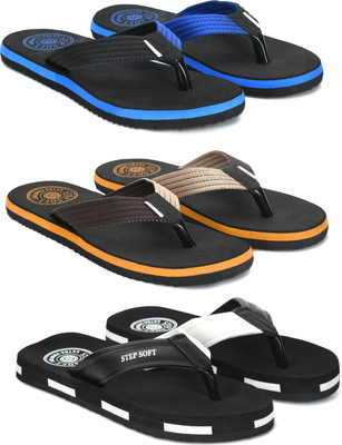 Stepsoft Men Slippers(Blue, Brown, Black , 9)