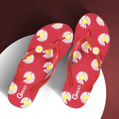 G Best Women Flip Flops(Red , 5)