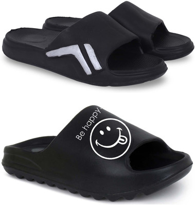 Pampy Angel Men Slippers(Black, Black , 8)