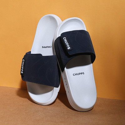 Chupps Men Flow Navy & Blue & Grey Slides Soft Lightweight Flip Flops For Slides(Navy , 10)