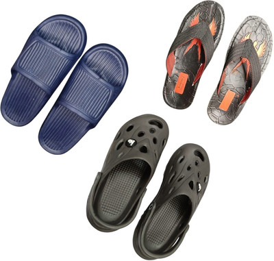 BLIBBERS Men Slippers(Navy, Black, Grey , 6)