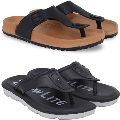 Kapani Fashion Men Slippers(Beige, Black , 8)