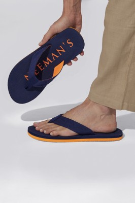 Neemans Men Flip Flops(Navy, Orange , 6)