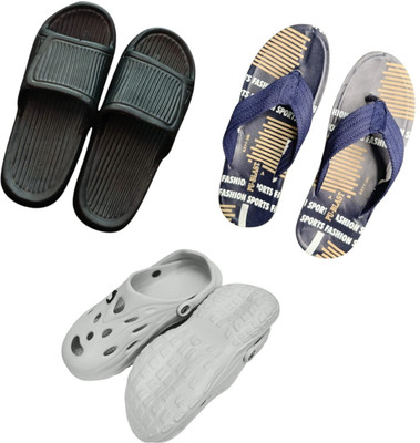 BLIBBERS Men Slippers(Black, Blue, Off White , 6)