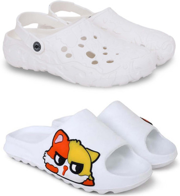 Kapani Fashion Men Slippers(White, White , 9)