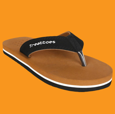 TREATTOES Men Ortho Care Diabetic Orthopaedic Comfort Dr Slippers Flipflops For Men's and Boy Flip Flops(Tan , 10)
