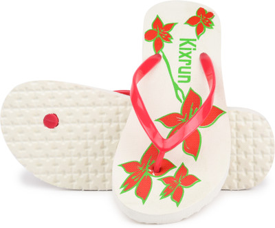 Kixrun Women Flip Flops(White , 5)