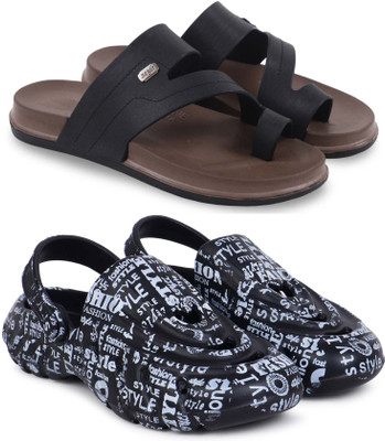 KAPYANSH Men Slippers(Black, Black , 8)