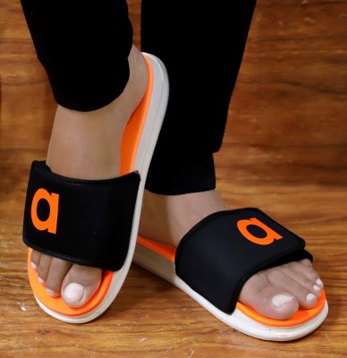 aadi Men Men's Orange Synthetic Leather Daily Casual Slider Slides(Orange 9)