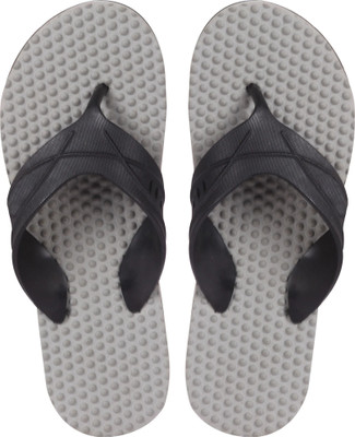 EXCELLION Men Slippers(Grey, Black , 8)
