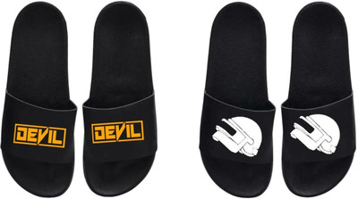 nvisan Men Slides(Orange, White, Black , 8)